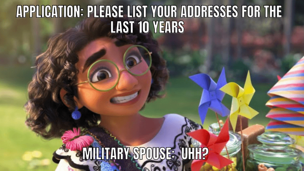 change of address milspouse meme