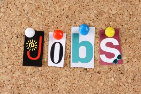 summer jobs pinned to tack board