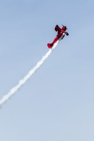 red aerial stunt plane at the camarillo air show